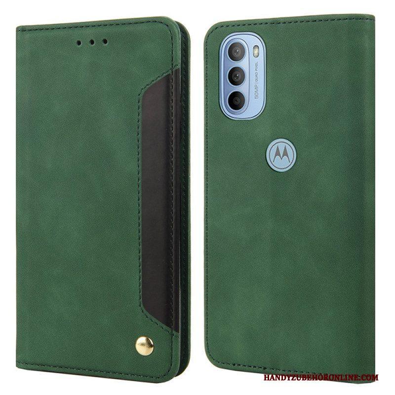 Bescherming Hoesje voor Moto G51 5G Folio-hoesje Tweekleurig Zakelijk Leereffect