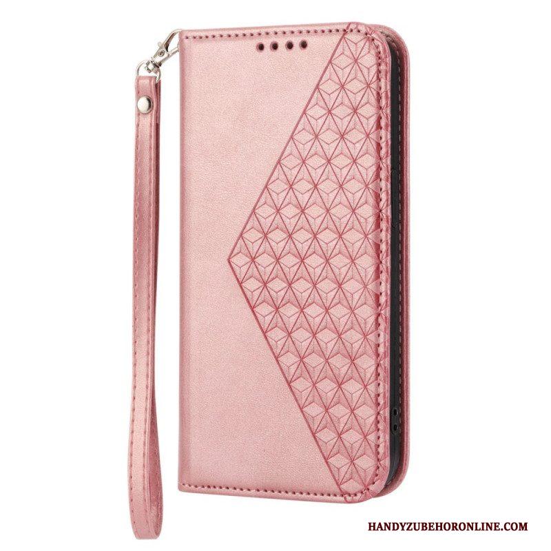 Bescherming Hoesje voor Samsung Galaxy S23 5G Met Ketting Folio-hoesje Strappy-patroon In 3d