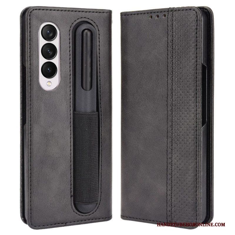 Bescherming Hoesje voor Samsung Galaxy Z Fold 4 Folio-hoesje Retro Pennenopslag