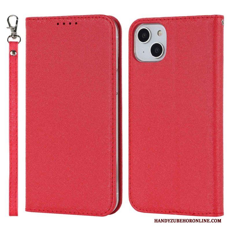 Bescherming Hoesje voor iPhone 14 Plus Folio-hoesje Zachte Lederen Stijl Met Riem