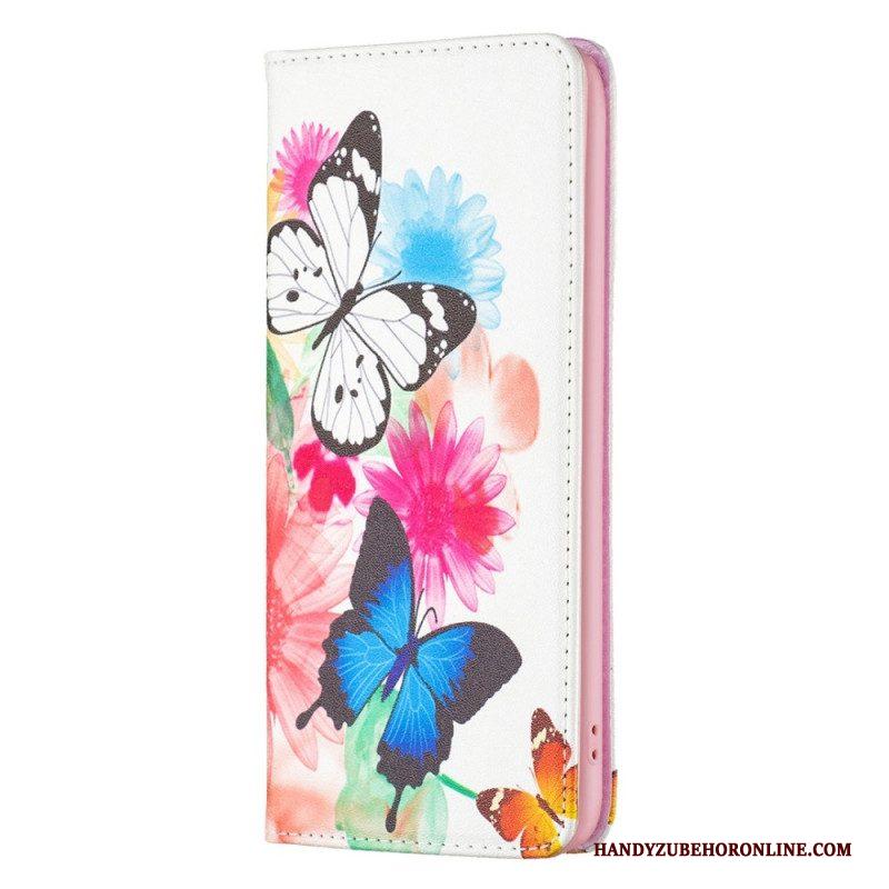 Bescherming Hoesje voor iPhone 14 Pro Max Folio-hoesje Vlinders