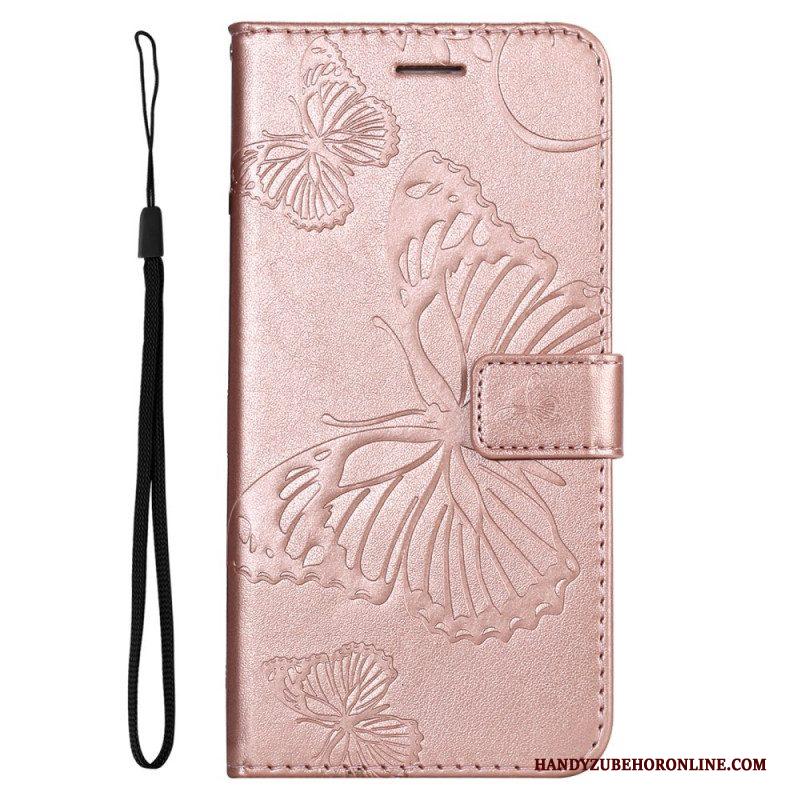 Flip Case voor Samsung Galaxy A53 5G Met Ketting Gigantische Riemvlinders