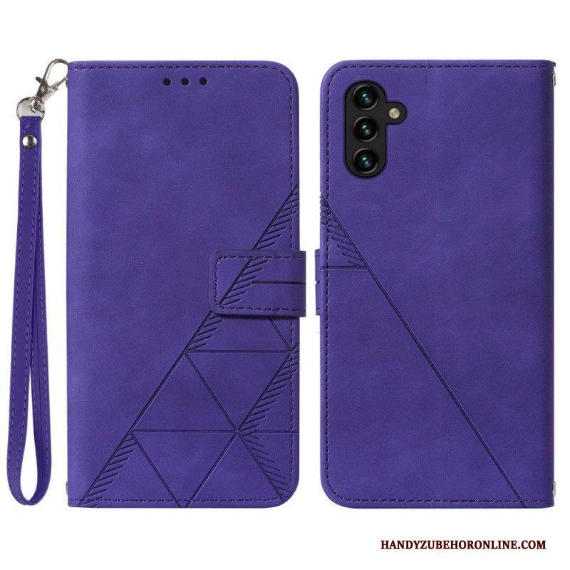 Flip Case voor Samsung Galaxy A54 5G Met Ketting Riem Driehoeken