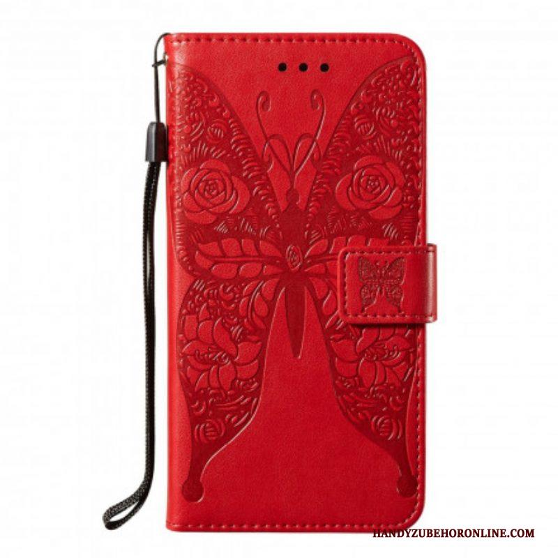 Flip Case voor Samsung Galaxy S21 5G Vlinder Bloemenpatroon