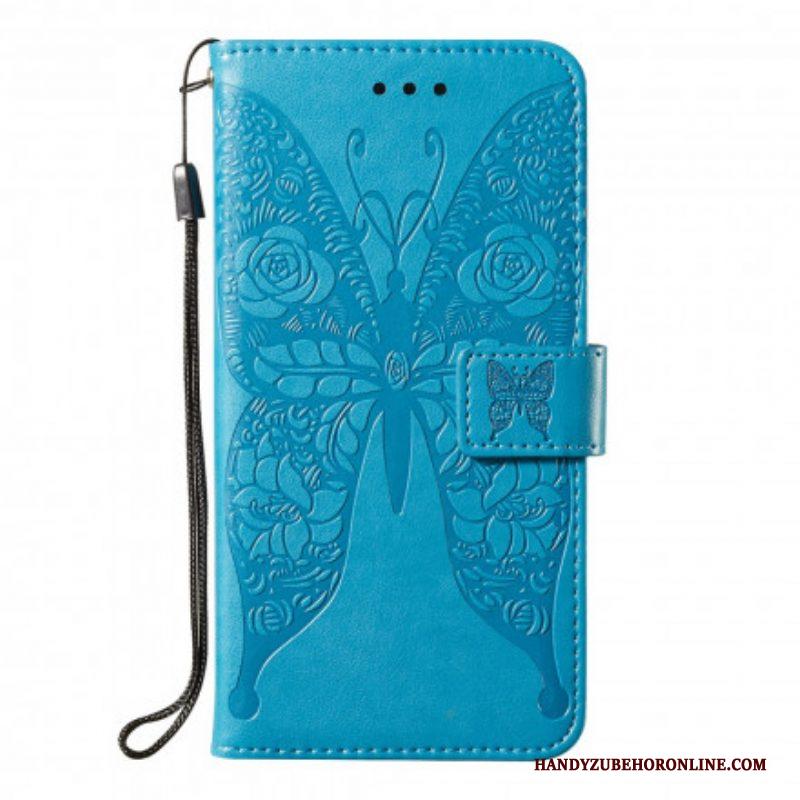 Flip Case voor Samsung Galaxy S21 5G Vlinder Bloemenpatroon