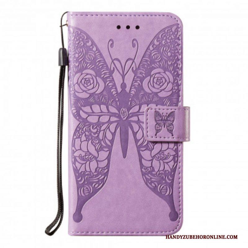 Flip Case voor Samsung Galaxy S21 5G Vlinder Bloemenpatroon