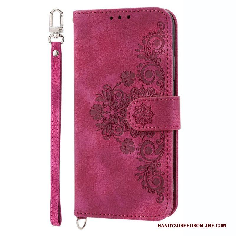 Flip Case voor Samsung Galaxy S23 5G Met Ketting Kanten Mandala Met Bandjes