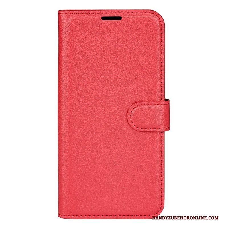 Flip Case voor Sony Xperia 10 IV Klassiek Lychee Kunstleer