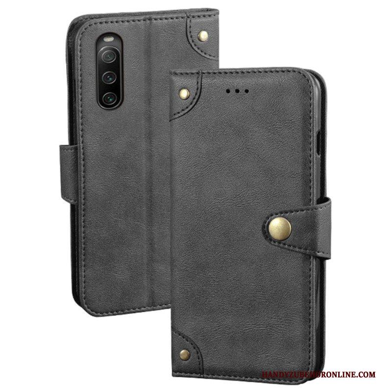 Flip Case voor Sony Xperia 10 IV Leerstijl Met Klinknagels Idewei