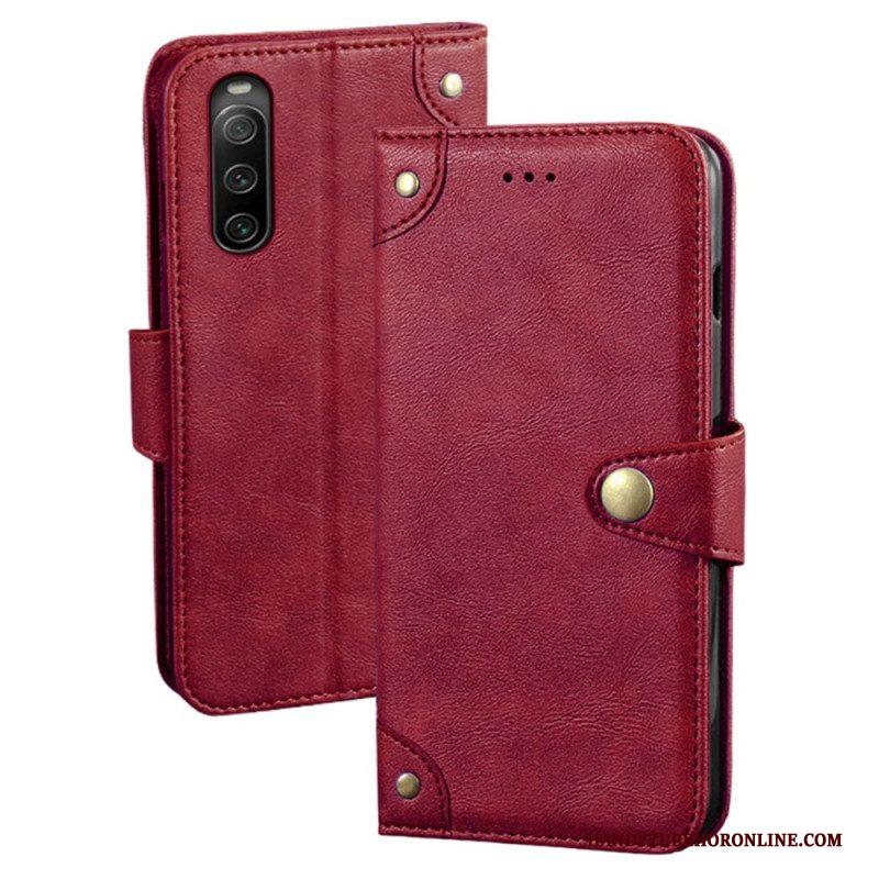 Flip Case voor Sony Xperia 10 IV Leerstijl Met Klinknagels Idewei