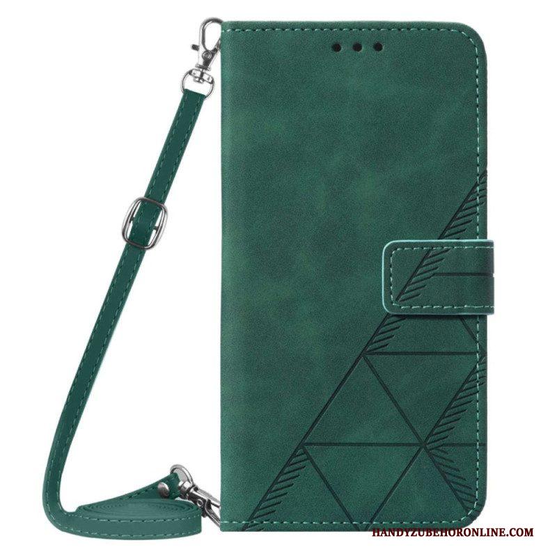 Flip Case voor Sony Xperia 5 IV Driehoekenpatroon Met Schouderriem