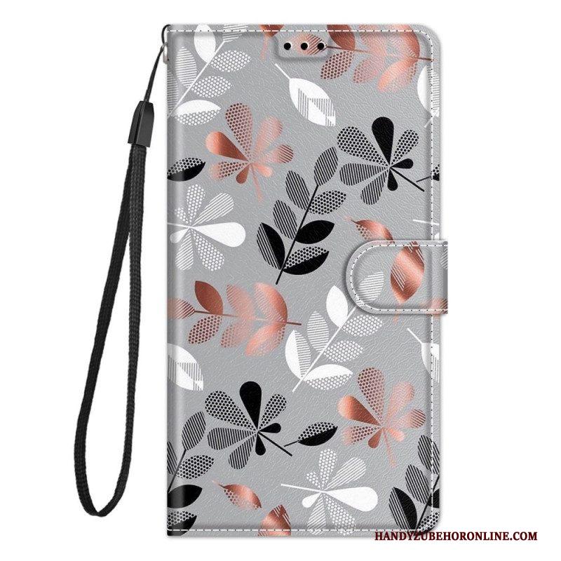 Flip Case voor Xiaomi 12 / 12X Met Ketting Strakke Bloemen