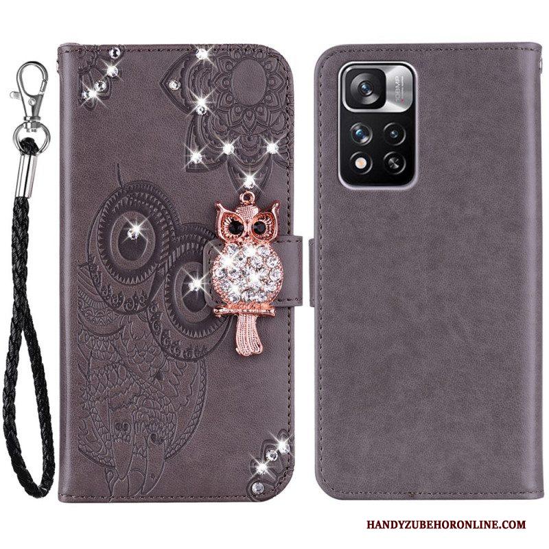 Flip Case voor Xiaomi Redmi Note 11 Pro Plus 5G Uil Mandala En Charme