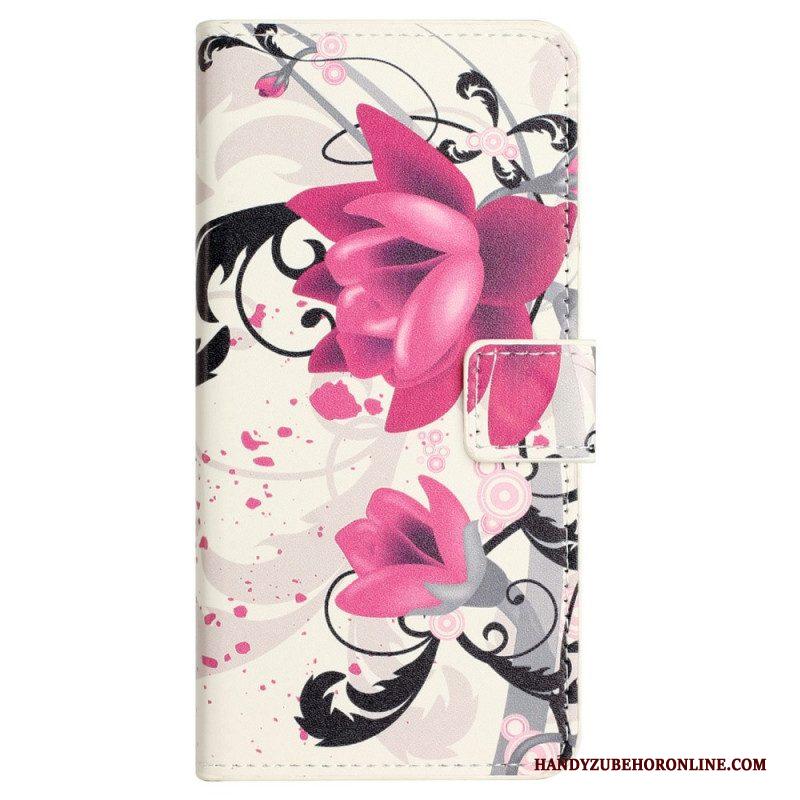 Flip Case voor Xiaomi Redmi Note 12 4G Tropische Bloemen