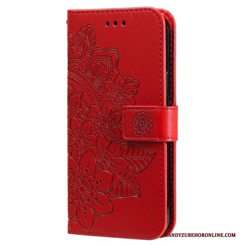 Flip Case voor Xiaomi Redmi Note 12 Pro Met Ketting Riem Bloem Mandala