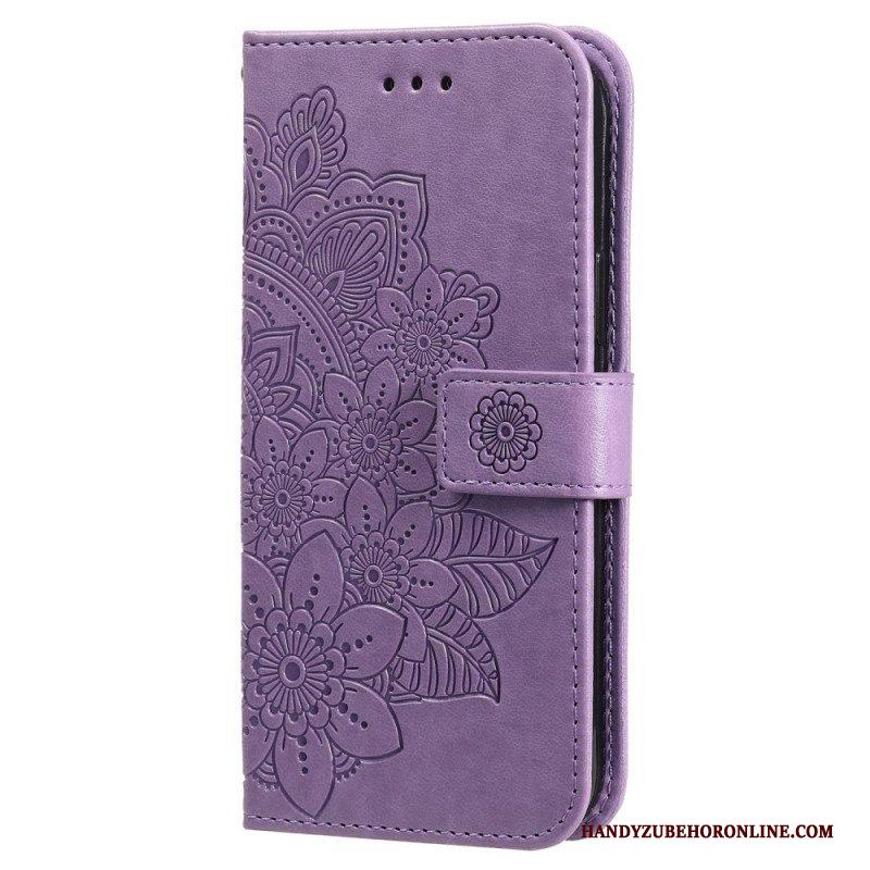 Flip Case voor Xiaomi Redmi Note 12 Pro Met Ketting Riem Bloem Mandala