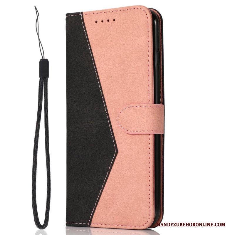 Flip Case voor Xiaomi Redmi Note 12 Pro Met Ketting Tweekleurige Riem