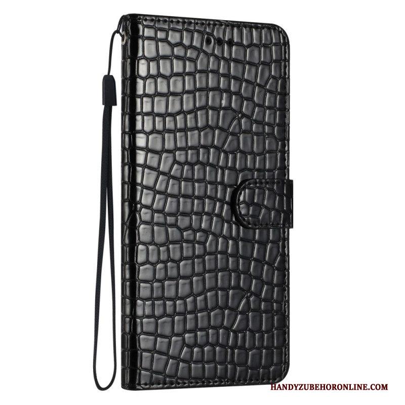 Flip Case voor iPhone 15 Plus Krokodilstijl Met Riem