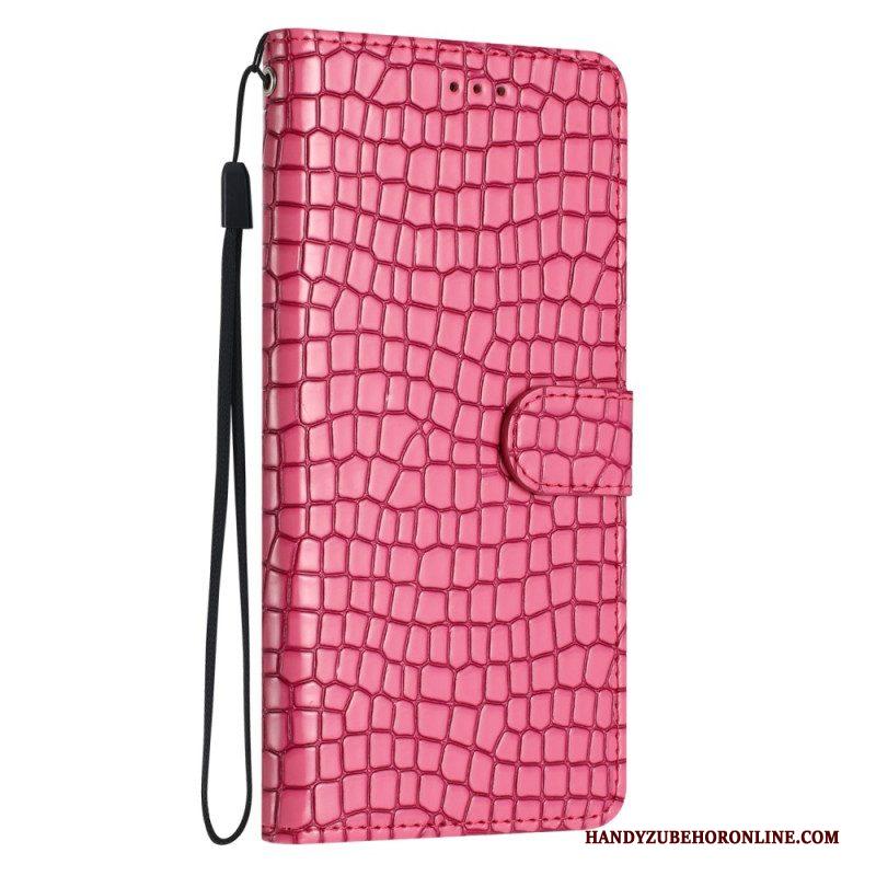 Flip Case voor iPhone 15 Plus Krokodilstijl Met Riem