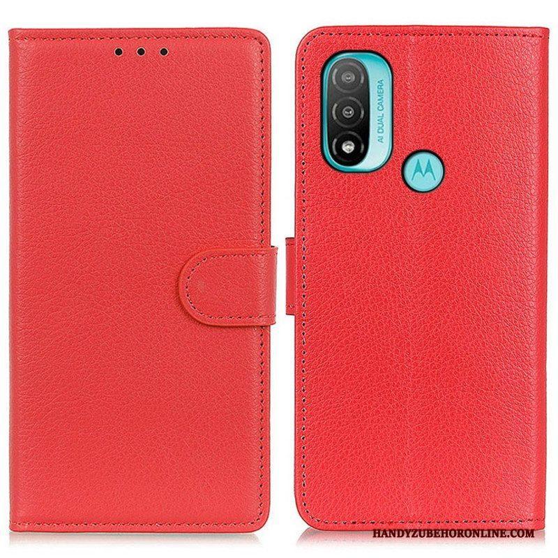 Folio-hoesje voor Moto E40 / E30 / E20 Traditioneel Lychee