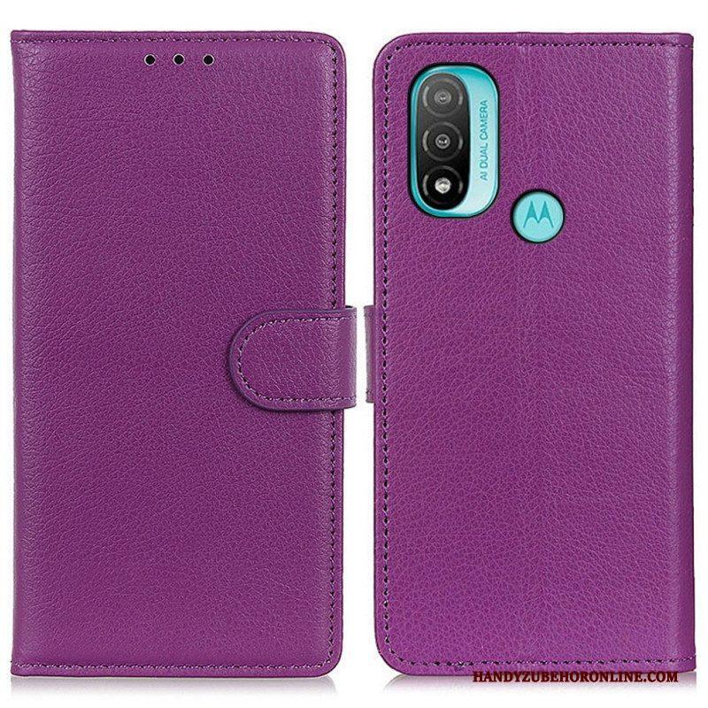 Folio-hoesje voor Moto E40 / E30 / E20 Traditioneel Lychee