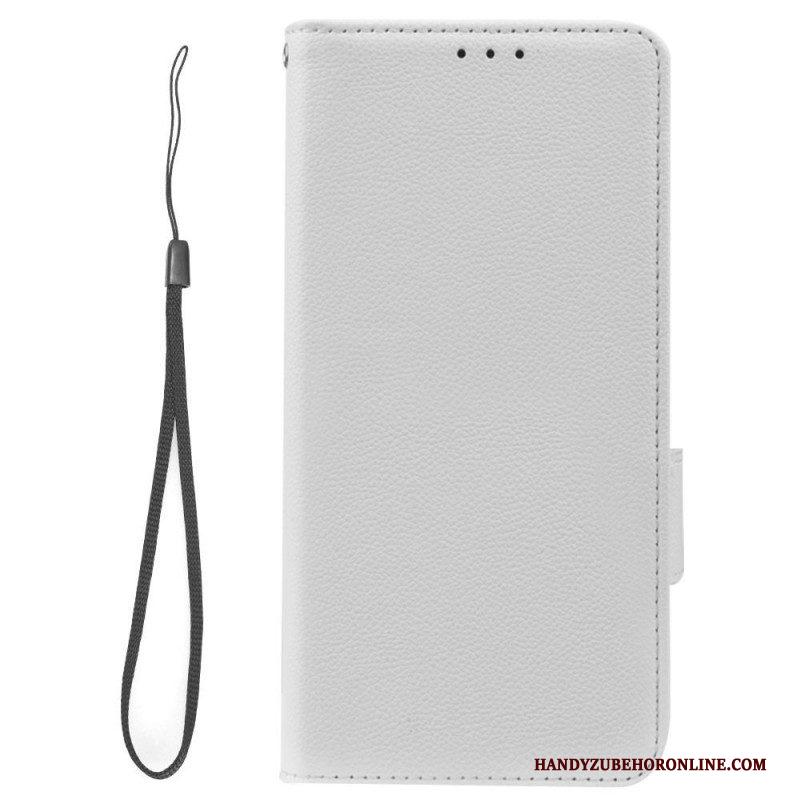 Folio-hoesje voor Samsung Galaxy A14 / A14 5G Met Ketting Strappy Litchi Lederen Stijl