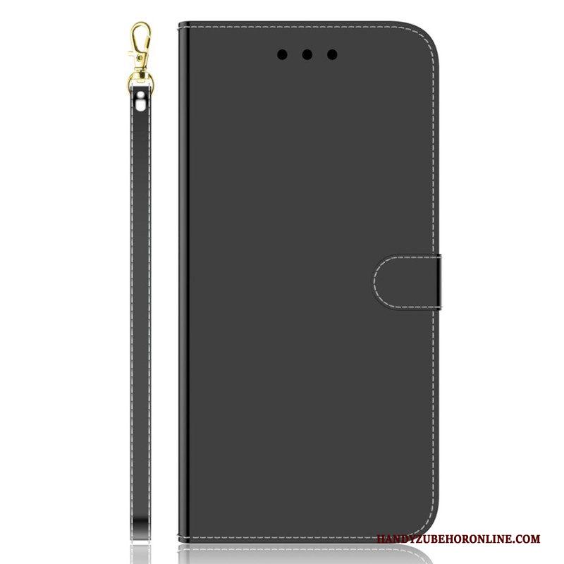 Folio-hoesje voor Samsung Galaxy A14 / A14 5G Spiegel En Lanyard