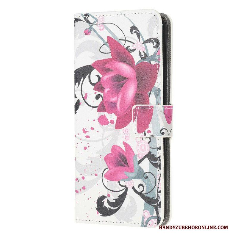 Folio-hoesje voor Samsung Galaxy A52 4G / A52 5G / A52s 5G Tropische Bloemen