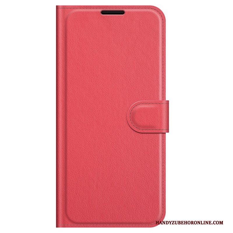 Folio-hoesje voor Samsung Galaxy M32 Klassiek Litchi-leereffect