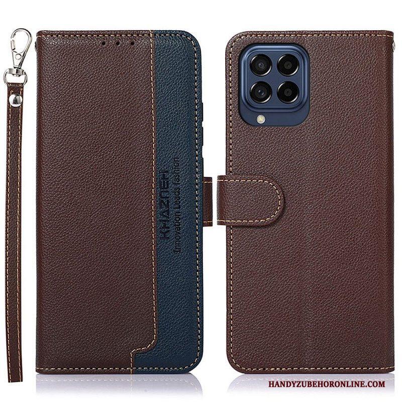 Folio-hoesje voor Samsung Galaxy M53 5G Lychee-stijl Rfid Khazneh