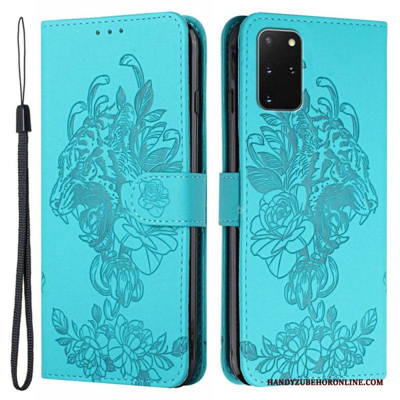 Folio-hoesje voor Samsung Galaxy S20 Plus / S20 Plus 5G Met Ketting Barokke Strappy Tijger