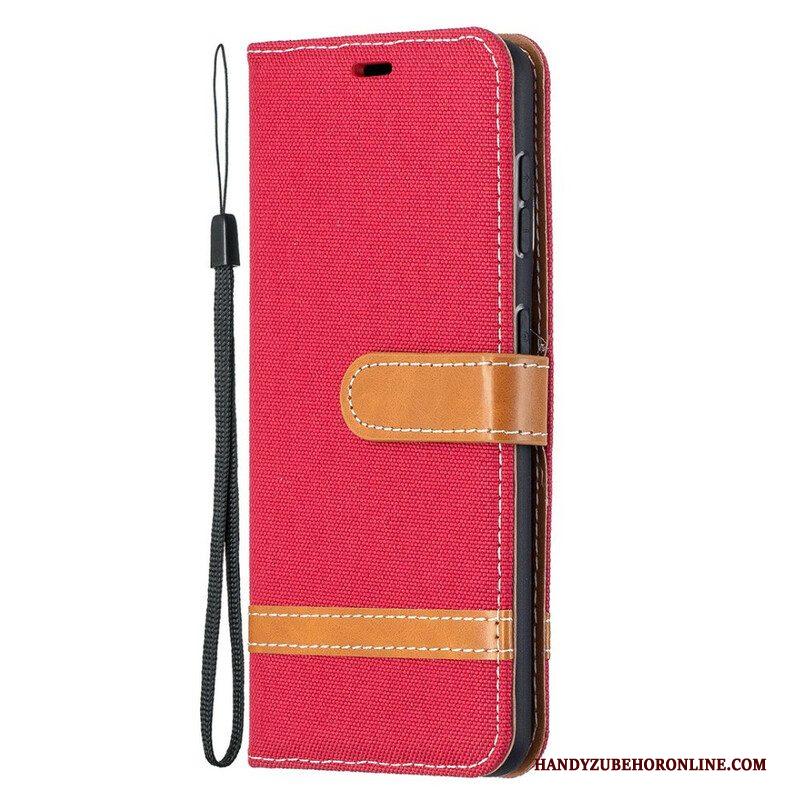 Folio-hoesje voor Samsung Galaxy S21 5G Met Ketting Band Van Stof En Leereffect