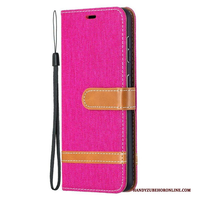 Folio-hoesje voor Samsung Galaxy S21 5G Met Ketting Band Van Stof En Leereffect