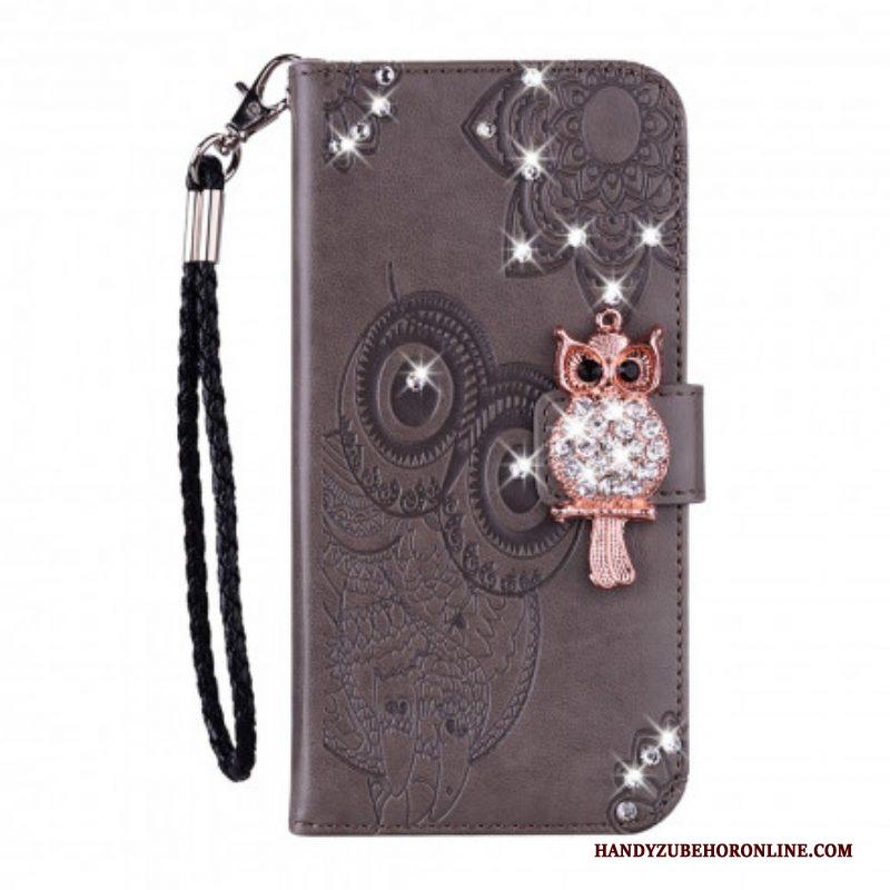 Folio-hoesje voor Samsung Galaxy S21 Ultra 5G Uil Mandala En Charme