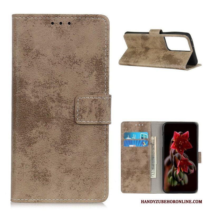 Folio-hoesje voor Samsung Galaxy S21 Ultra 5G Vintage Kunstleer