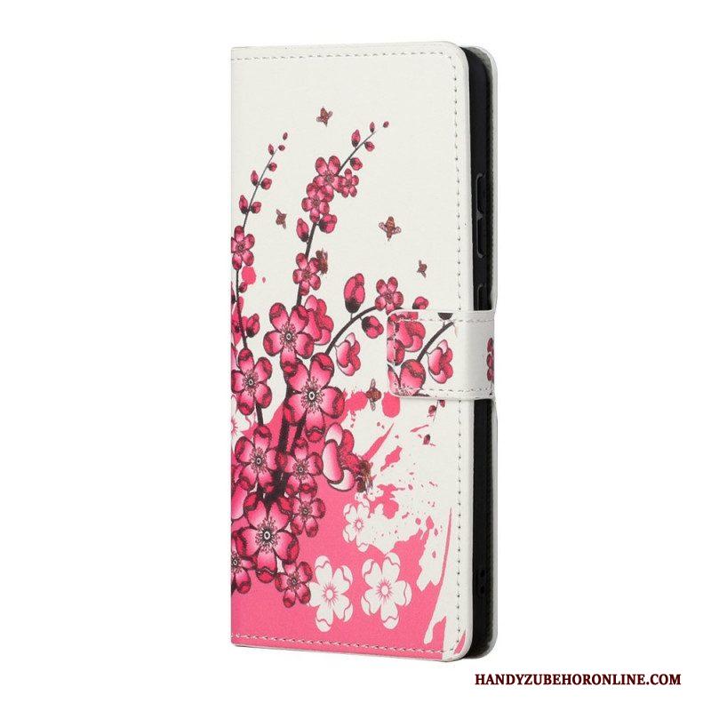 Folio-hoesje voor Samsung Galaxy S22 Plus 5G Tropische Bloemen