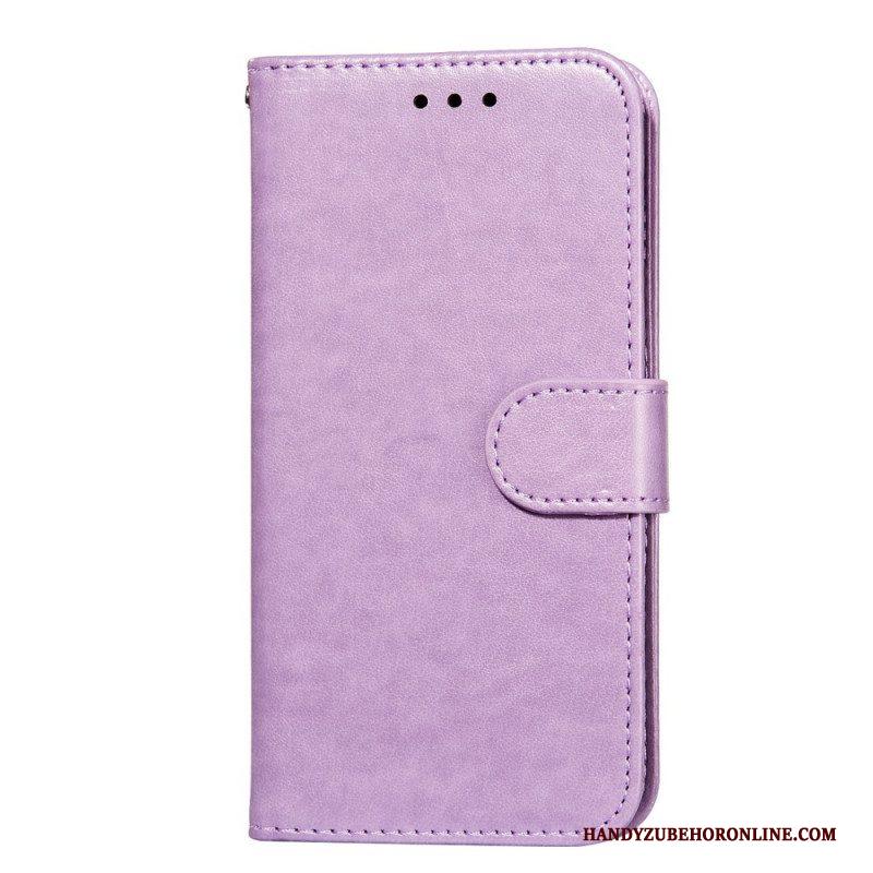 Folio-hoesje voor Samsung Galaxy S22 Ultra 5G Met Ketting Effen Kleur Strappy