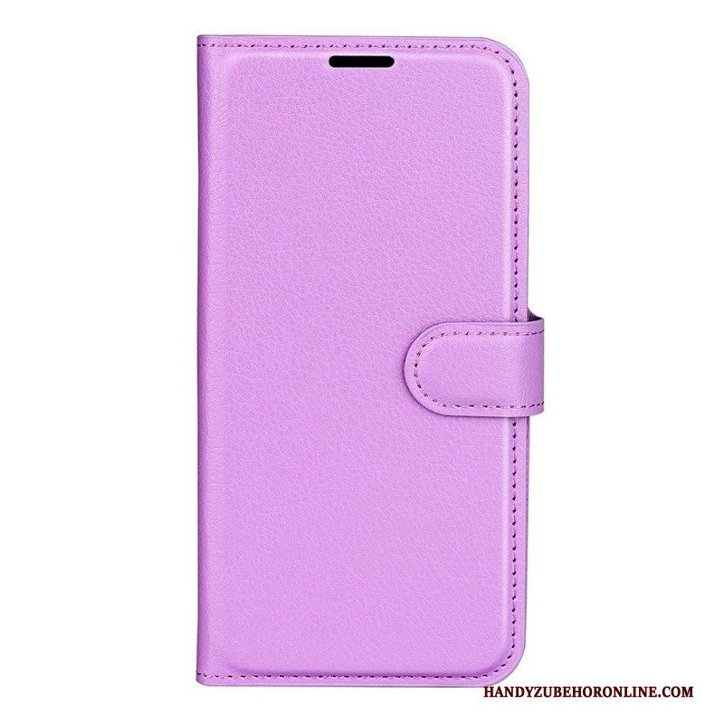 Folio-hoesje voor Samsung Galaxy S23 5G Klassiek Litchi-leereffect