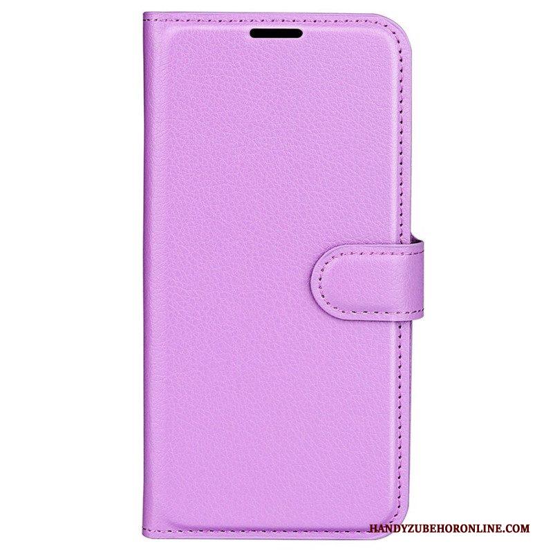 Folio-hoesje voor Samsung Galaxy S23 Ultra 5G Klassiek Litchi-leereffect