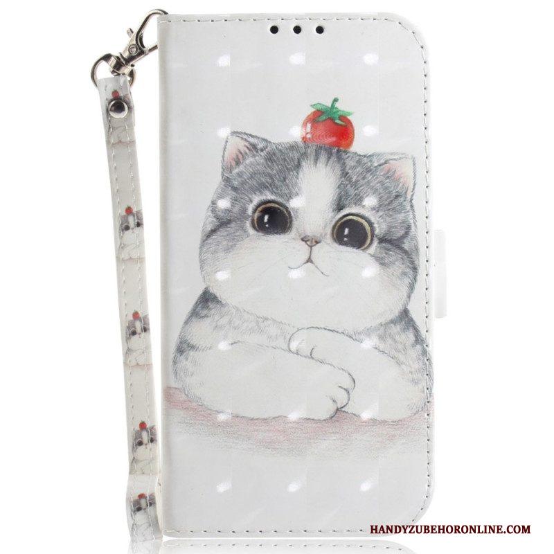 Folio-hoesje voor Xiaomi 12 / 12X Met Ketting String Grafische Kat