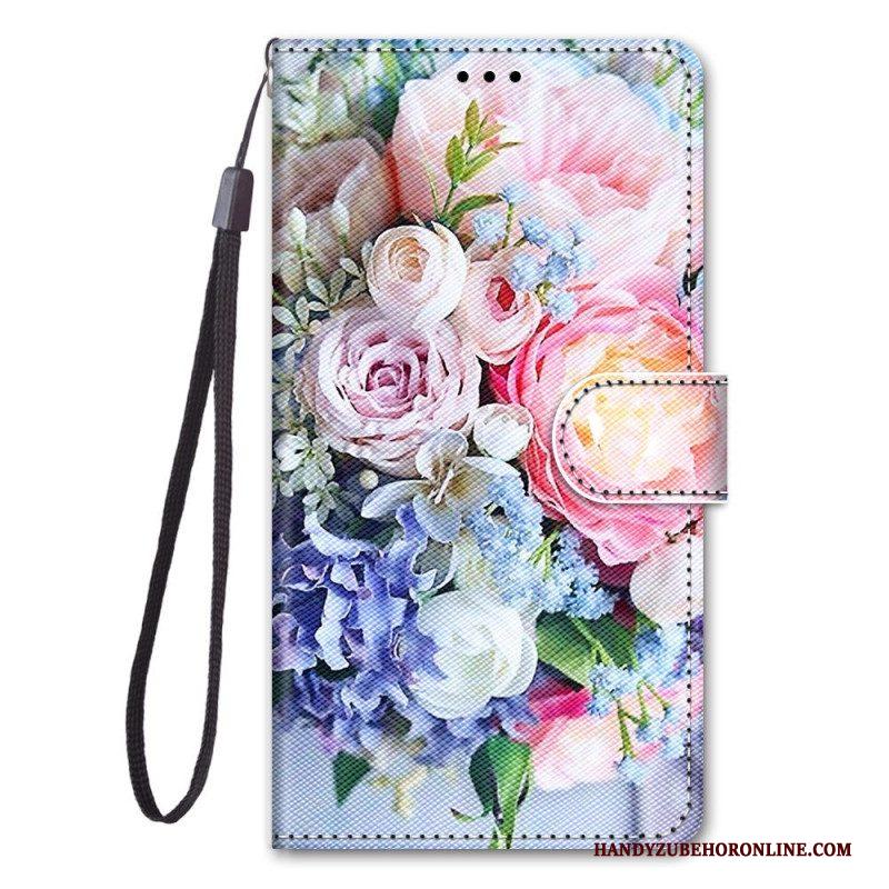 Folio-hoesje voor Xiaomi 12 / 12X Mooie Bloemen Met Riem