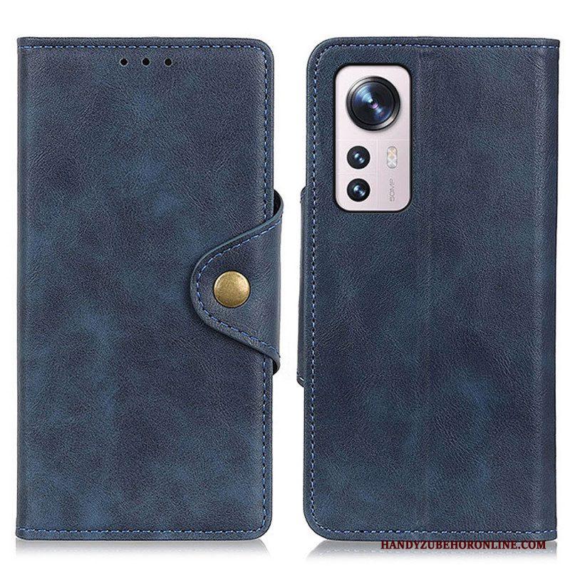 Folio-hoesje voor Xiaomi 12 Pro Vintage Kunstleer En Knop