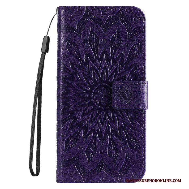 Folio-hoesje voor Xiaomi 12T / 12T Pro Met Ketting Strappy Zon Mandala