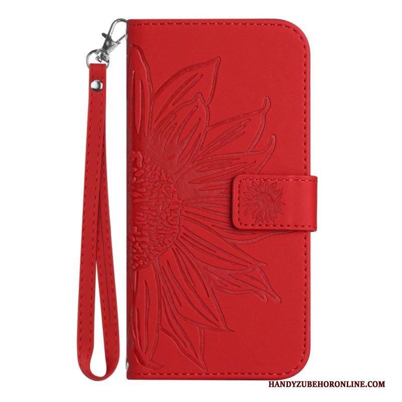 Folio-hoesje voor Xiaomi 13 Lite Zonnebloem Met Lanyard