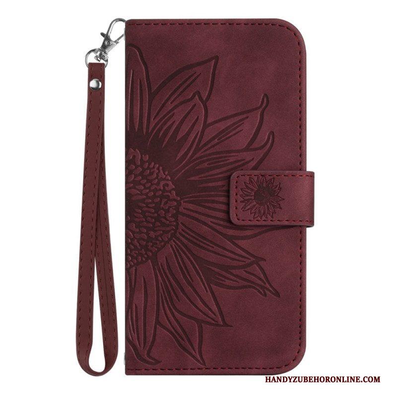 Folio-hoesje voor Xiaomi 13 Lite Zonnebloem Met Lanyard