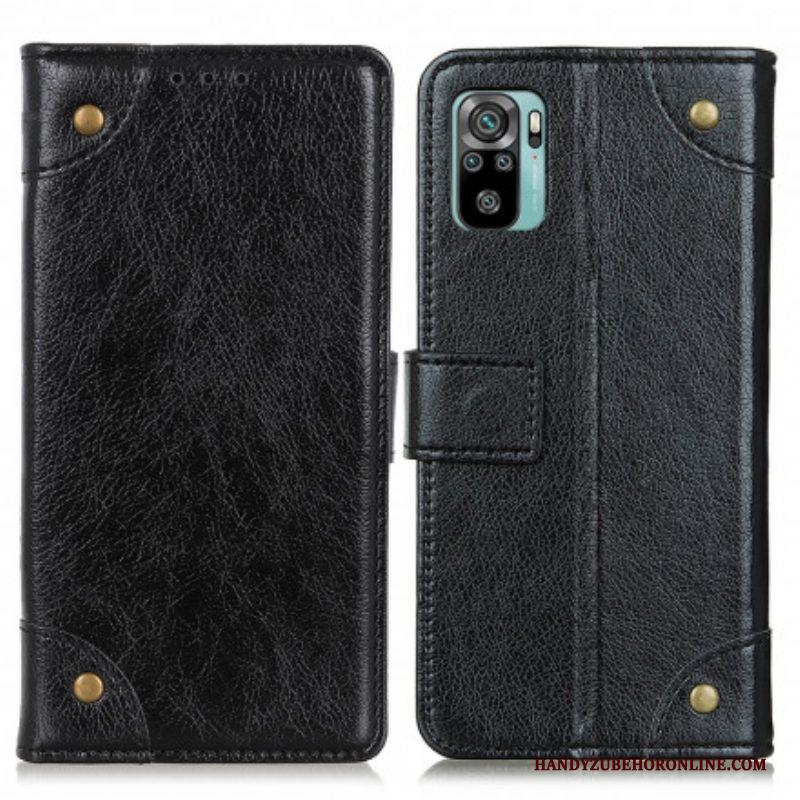 Folio-hoesje voor Xiaomi Redmi Note 10 / 10S Stijl Nappa Lederen Vintage Klinknagels