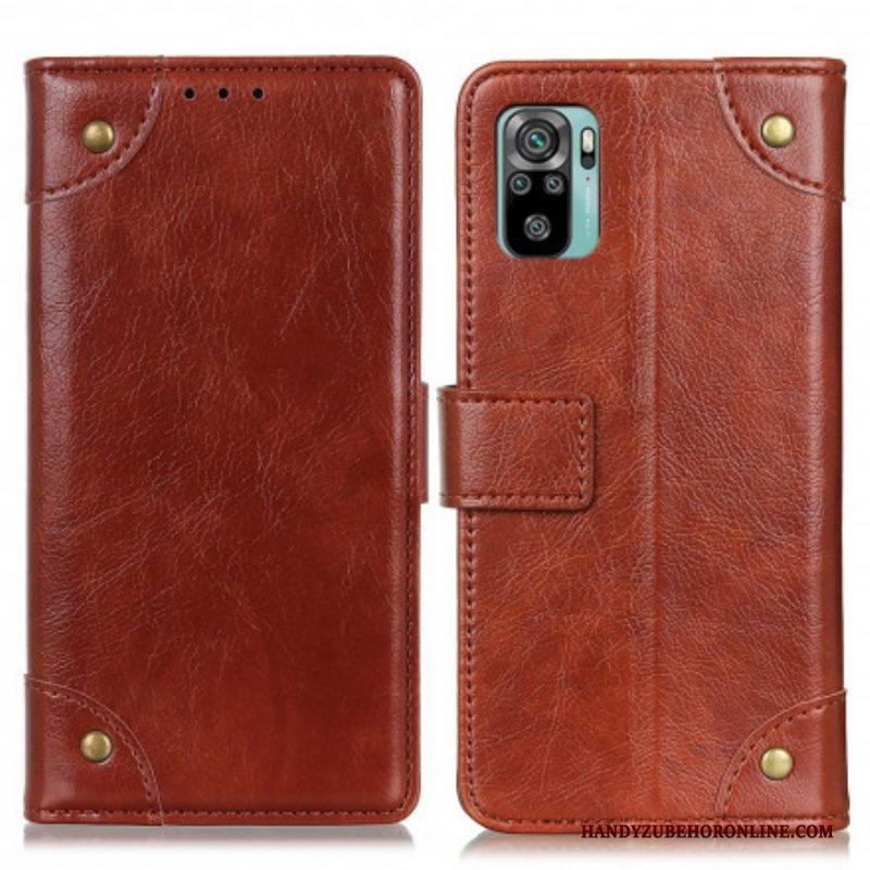 Folio-hoesje voor Xiaomi Redmi Note 10 / 10S Stijl Nappa Lederen Vintage Klinknagels