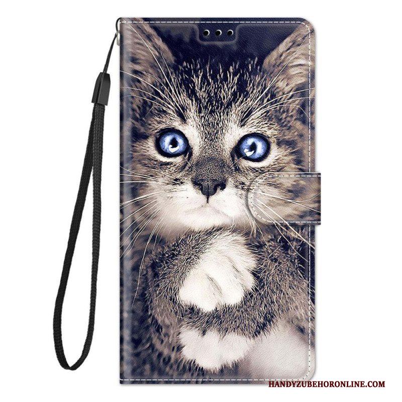 Folio-hoesje voor Xiaomi Redmi Note 10 Pro Met Ketting Te Schattige Kat Met Riem