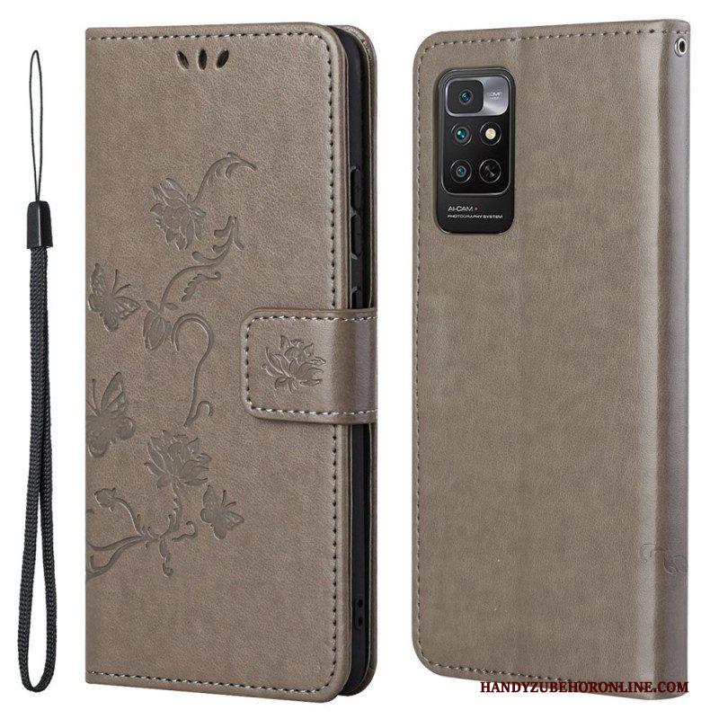 Folio-hoesje voor Xiaomi Redmi Note 11 / 11S Met Ketting Riem Bloemen