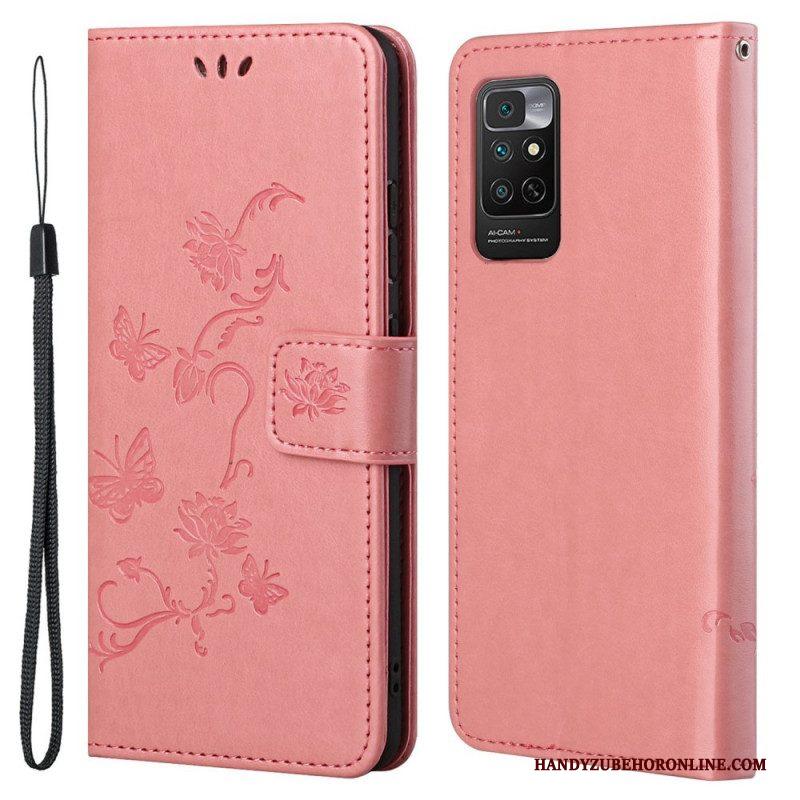 Folio-hoesje voor Xiaomi Redmi Note 11 / 11S Met Ketting Riem Bloemen